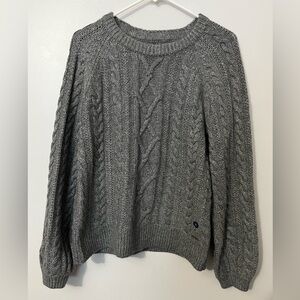 NWOT Abercrombie & Fitch Charcoal Cable Knit Cotton Blend Sweater
